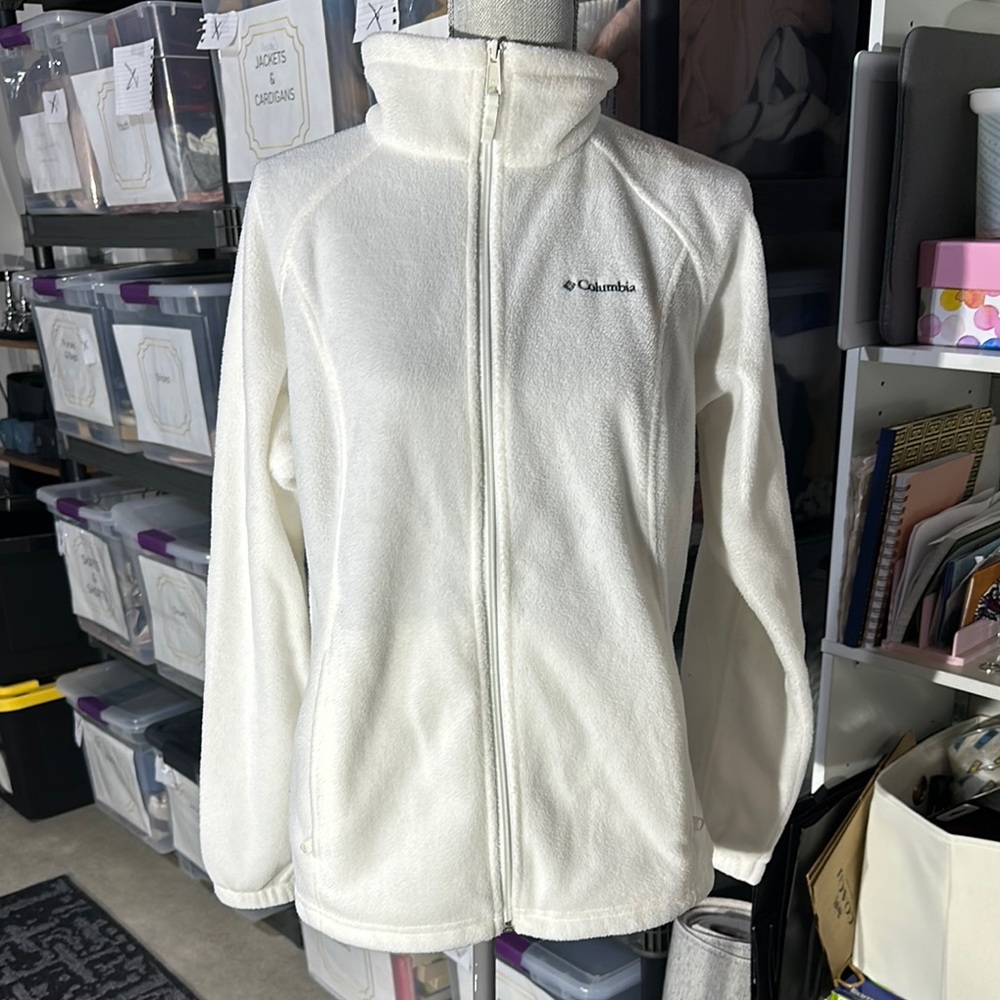 Columbia Women's White Fleece Jacket - Size L